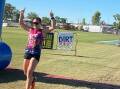 Kim Alcorn crosses the line in first place at the South32 DND Outback Adventure Run. Picture supplied 