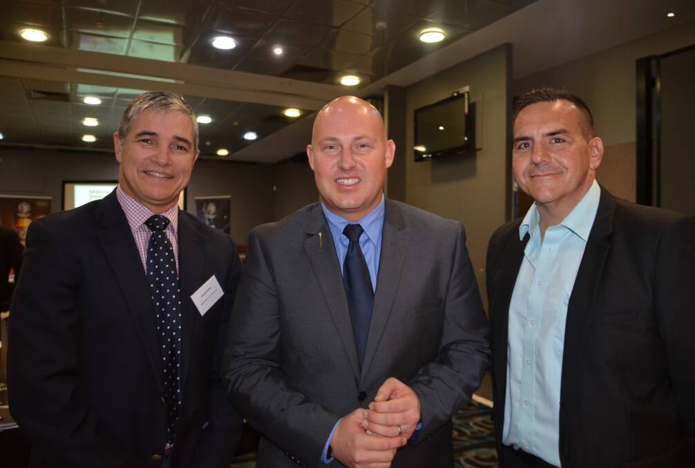 A SUCCESSFUL EVENT: Mount Isa State Member Rob Katter, State Treasurer Curtis Pitt and Commerce North West president Travis Crowther. Photo: Derek Barry. 