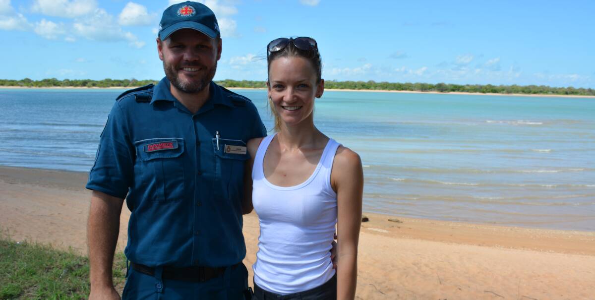 NEW TO THE ISLAND: Paramedic Adam Lord and North and West Remote Health worker Lottie Anderson enjoy the island's beauty. 