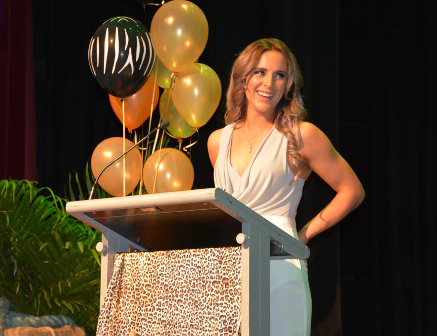 SURPRISED: Sarah Gale receives an award at the Zonta Club's Mount Isa Women of Achievement Awards last year. Photo: Chris Burns. 
