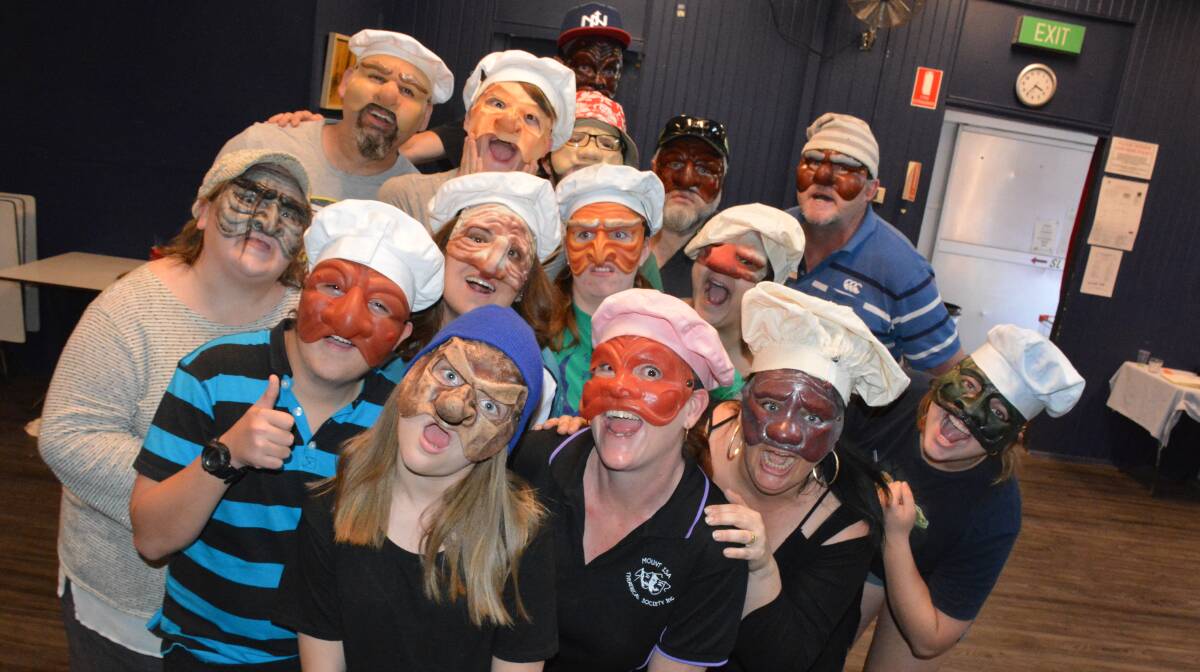 FRIENDLY BUNCH: The Mount Isa Theatrical Society (MITS) members try out their masks during a workshop last Sunday. Photo: Chris Burns. 