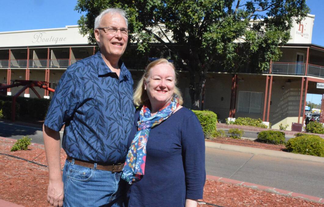 LOOKING AROUND: Mark and Gail Seay check out the central business district of Mount Isa. Photo: Chris Burns. 