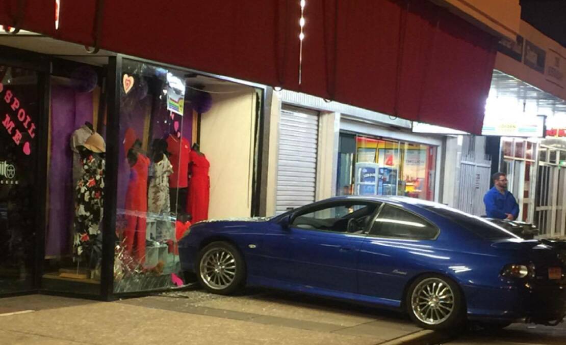 The car that is understood to have rolled into the front of the Playtime store in West Street on Tuesday night. Photo: Contributed. 