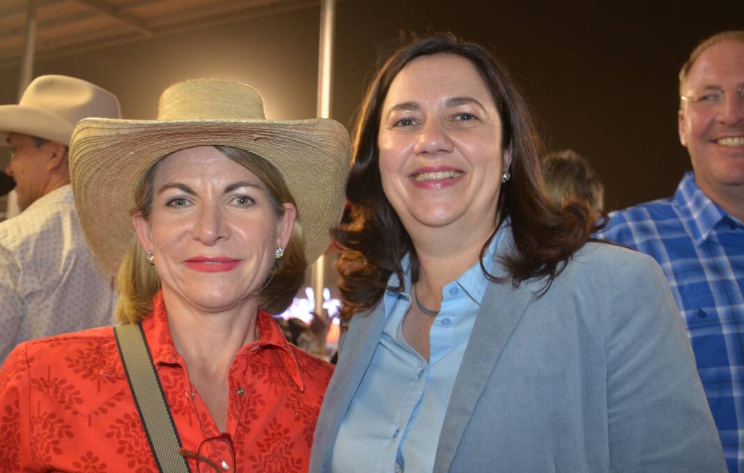 MINGLING: Mount Isa mayor Joyce McCulloch and Premier Annastacia Palaszczuk at the rodeo during Friday night's festivities. Photo: Derek Barry. 