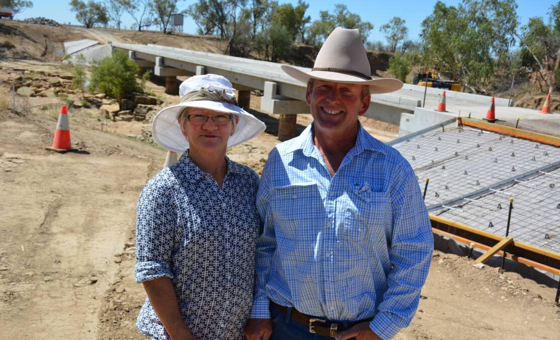 Vanda and Brett Hick are excited about what the new Punchbowl Bridge means for the accessibility to their property on the other side of the Flinders River. Photo: Chris Burns. 