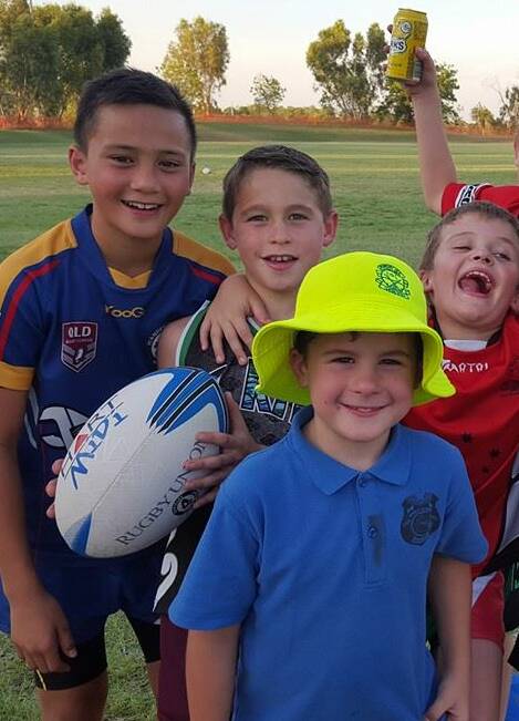 Fanfare: Players in the junior clinic enjoying themselves at the last session,where they practiced their skills in a Walla Rugby style tag game. 