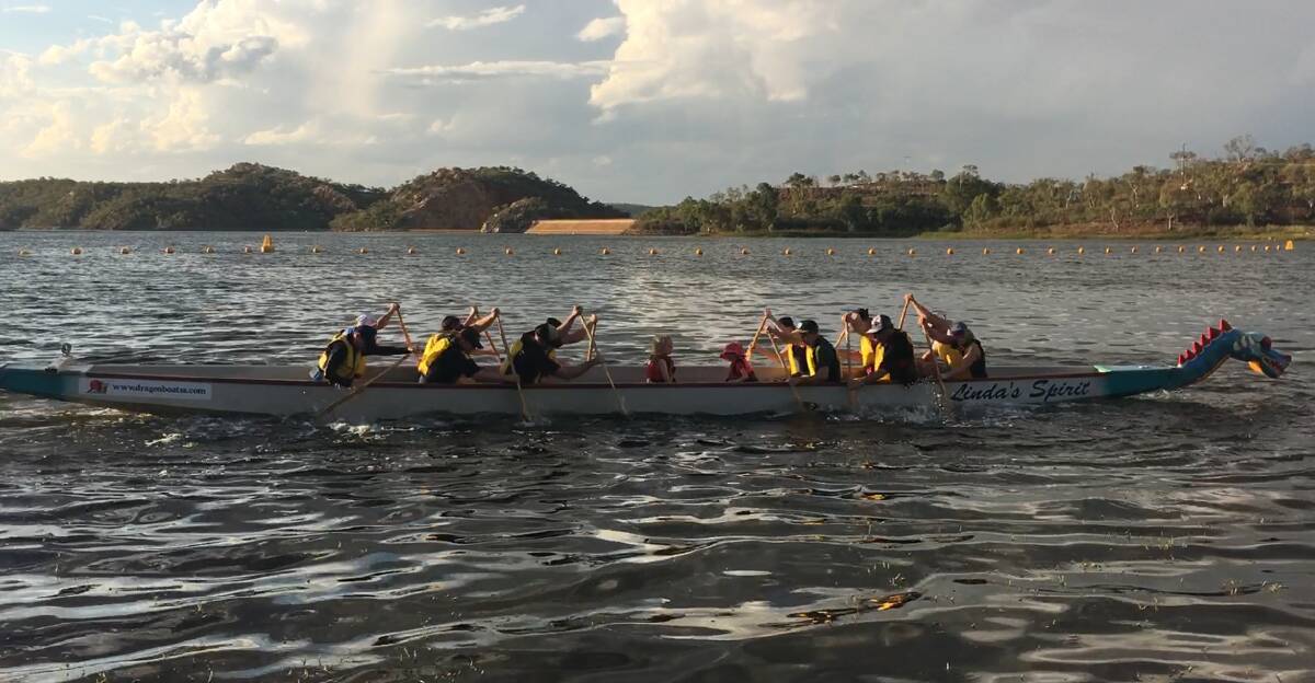 TEST: The North West Canoe Club tested its first dragon boat recently. Half the paddlers had not paddled a dragon boat before.  Photo: Contributed.
