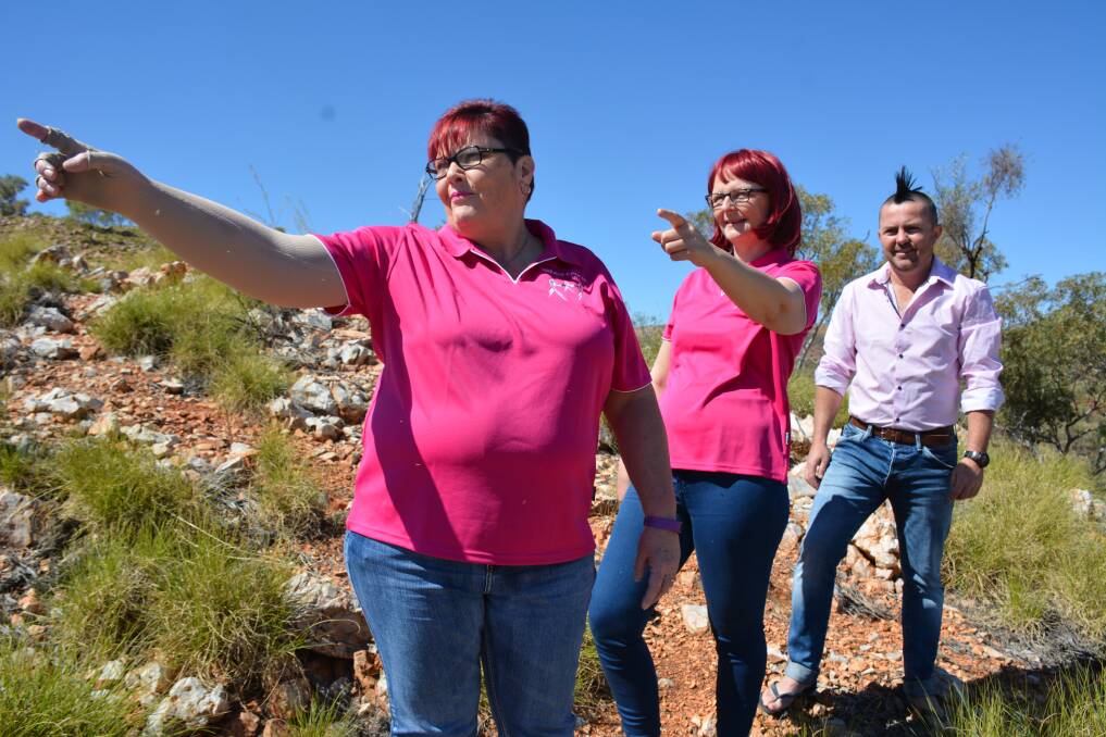 ORGANISING: North West Queensland Breast Cancer Support Group president Trish Olsen, Juanita and Michael Godwin decide where everything will be set up at the Pink Ta Tas Fun Run at Lake Moondarra. Photo: Chris Burns.