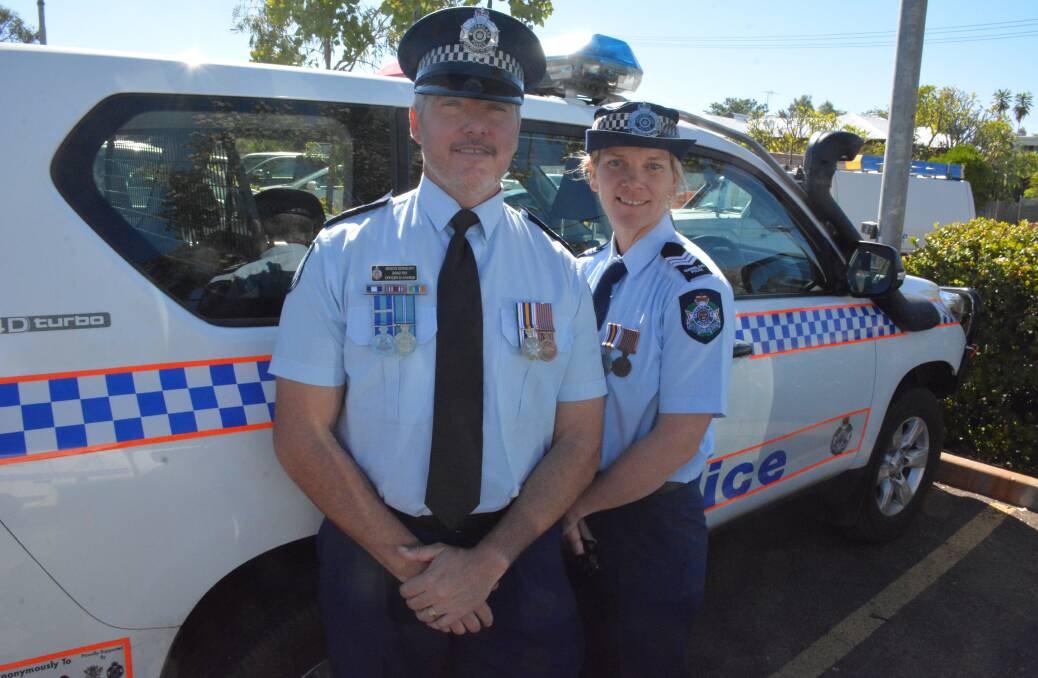 PARTNERS: Cloncurry Police Station's Senior Sergeant Brad Rix and Sergeant Heidi Rix have served 50 years in total in the Queensland Police Service. Photo: Chris Burns. 