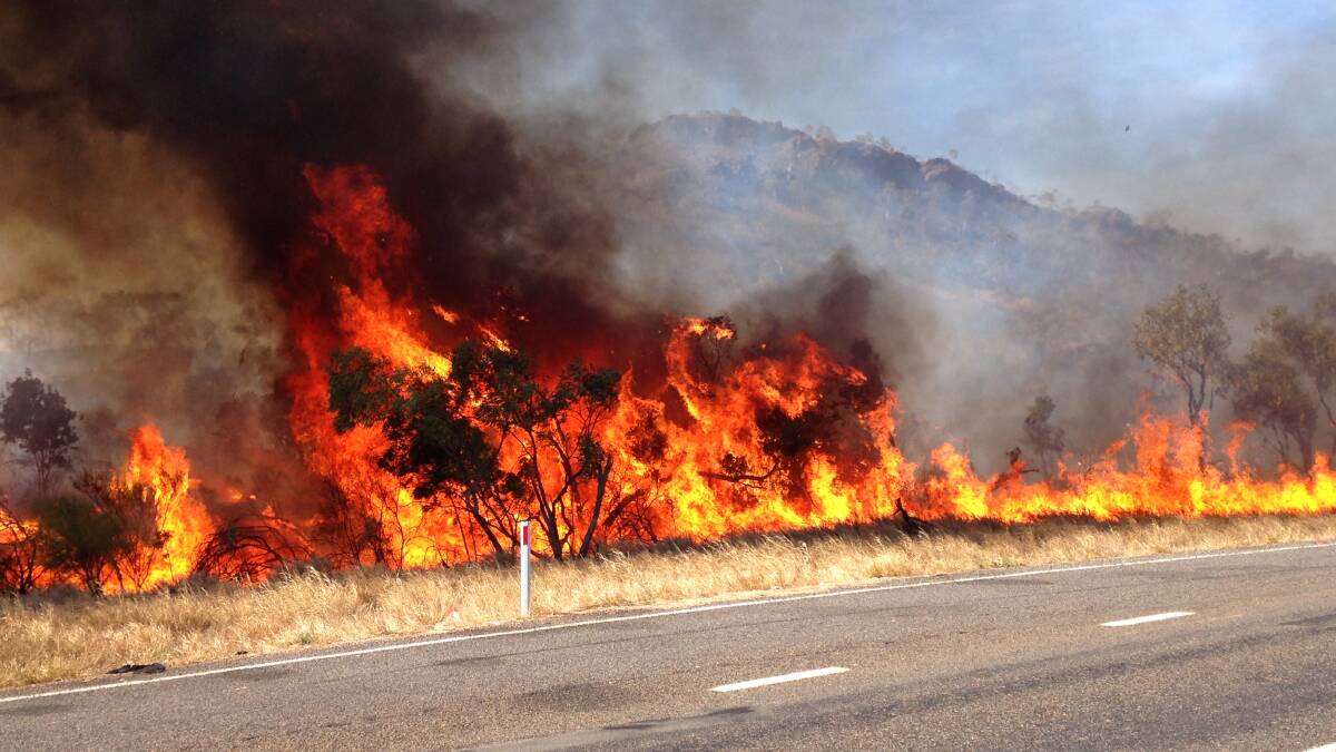 BURNING: The fire west of Cloncurry which happened along the Barkly Highway on Thursday, September 14. Photo: Dave O'Brien. 