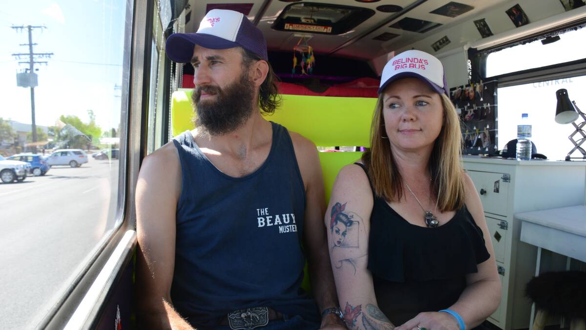 The bus has become an unofficial office for Darryl Hamm and Belinda Adams, who have passed through and spoken to many people in remote communities about acquired brain injury. 