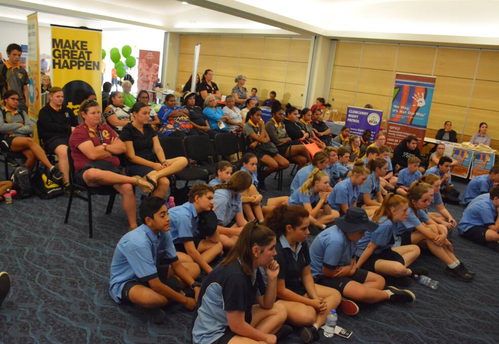 LISTENING: Students from Cloncurry schools listen to the guest speakers who offer motivating life advice from their own experiences. 