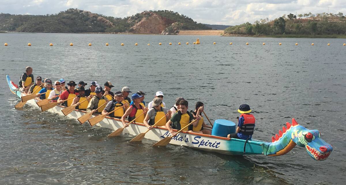 MAIDEN VOYAGE: Paddlers test out one of the new dragon boats owned by the North West Canoe Club. Photo: Contributed. 