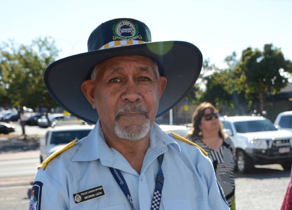Police liaison officer George Leon at the Queensland Police Service's Naidoc flag raising ceremony in front of the Mount Isa Police Headquarters.  