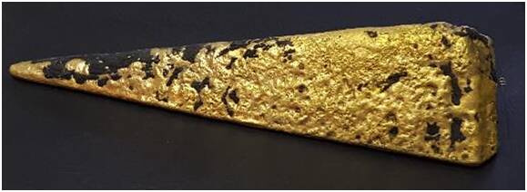 GBM Gold has produced a 62 ounce (1.94kg) gold doré bar following clean up works at its Bendigo site. Picture: CONTRIBUTED