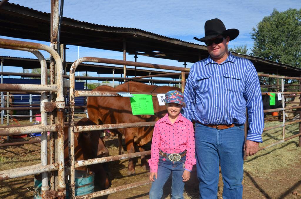 HOME WITH A HOME: Emma and Danny Locke, of Melinda Downs, couldn't be happier with their prize-winning pen of bullocks at the 2016 Cloncurry Show. 