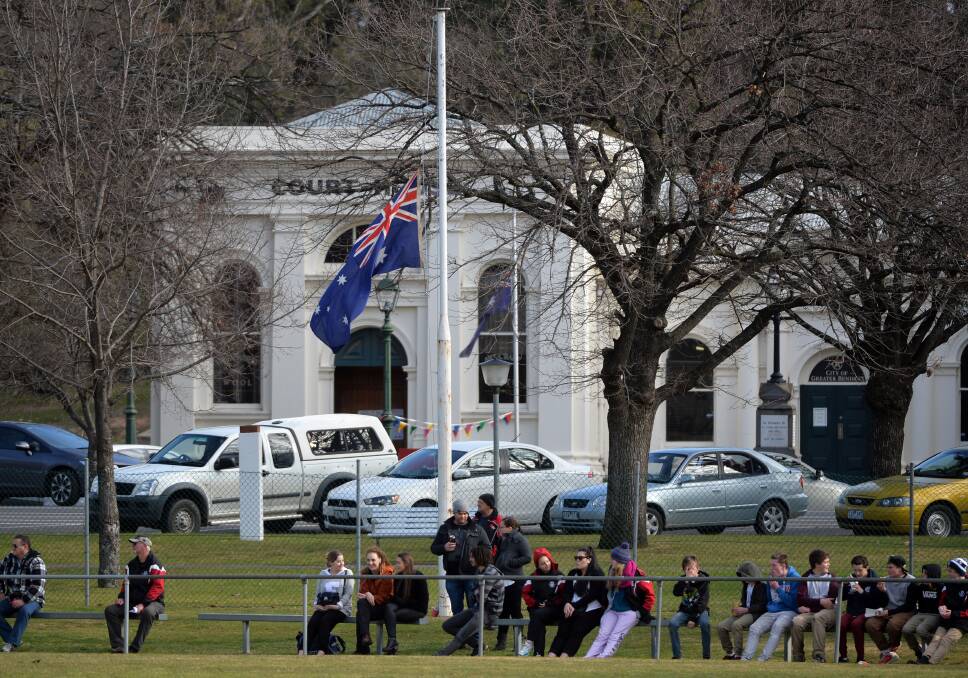 The flag was at half-mast at Barrack Reserve in Heathcote on Saturday. Picture: BRENDAN McCARTHY