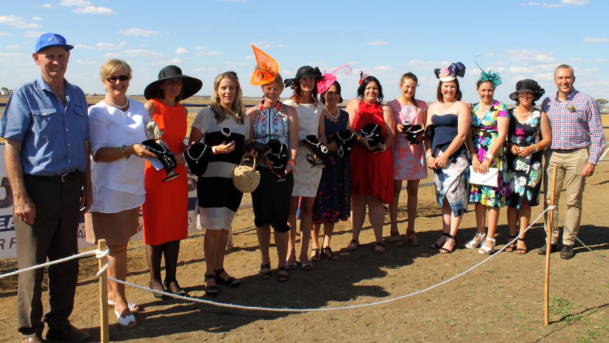 Craiglea stud principal Stan Johnson and the women from the Longreach School of Distance Education who were the recipients of pearl necklace sets made by his wife Marilyn.