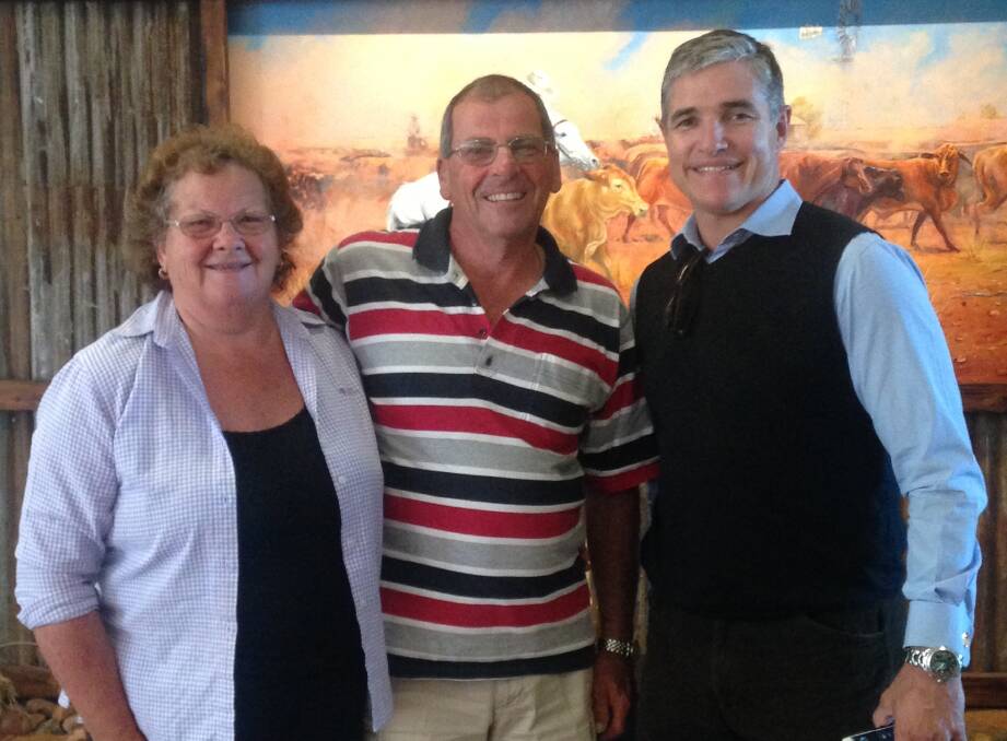 Familiar faces: While travelling in Mount Isa, Outback Mates winners Helen and Peter Ward came face-to-face with Member for Mount Isa, Rob Katter. Photo: contributed.