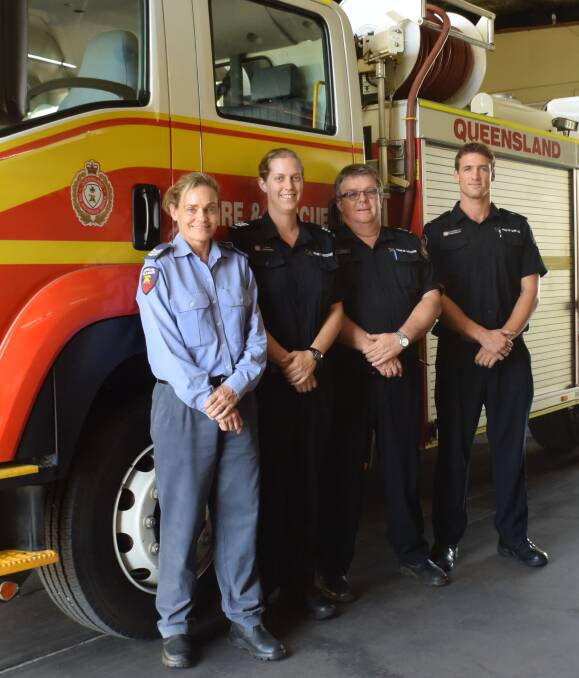 AT THE READY: Fire Crew D, made up of Toni Boucher, Sarah Astbury, Ian Loudon and  James Stewart, stands at the ready in case of emergency at the Mount Isa Fire Station.  Photo: Danaella Wivell