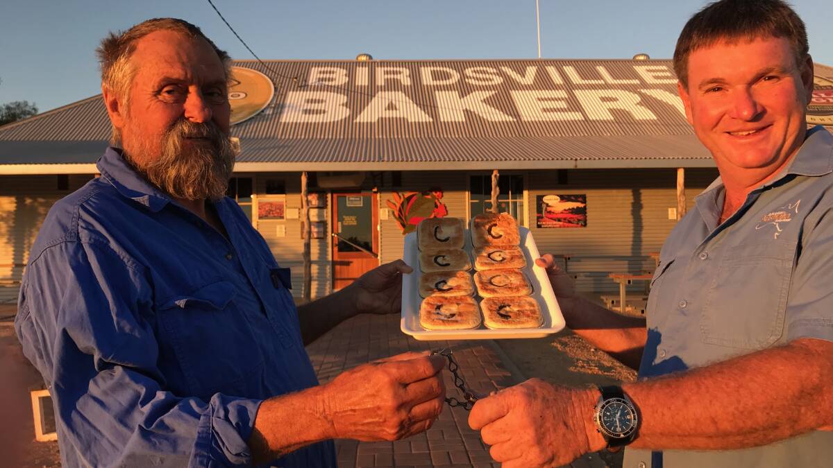 TRADE SECRETS: Dusty Miller hands over secret recipes to new owner Martin Josselyn, inluding that of their famous curried camel pies. Photo: supplied