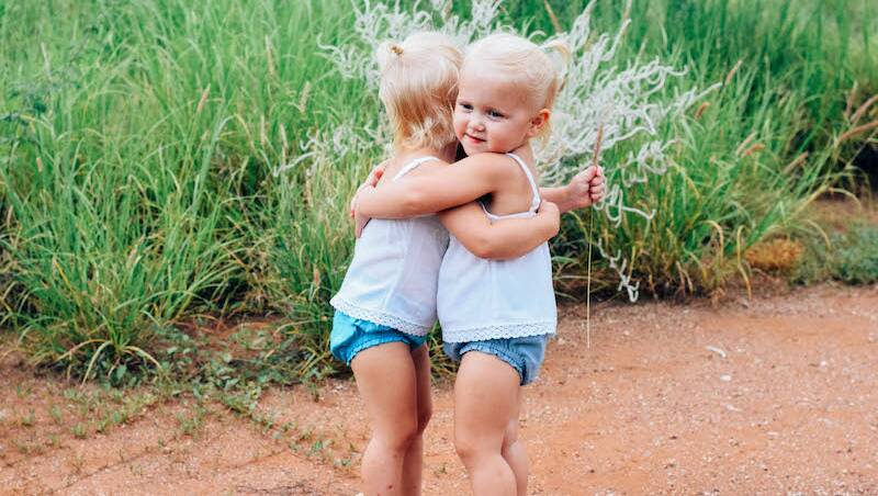 DOUBLE TROUBLIE: Renee's little twins Haidyn and Demi wear Sage Designs. Photo: supplied