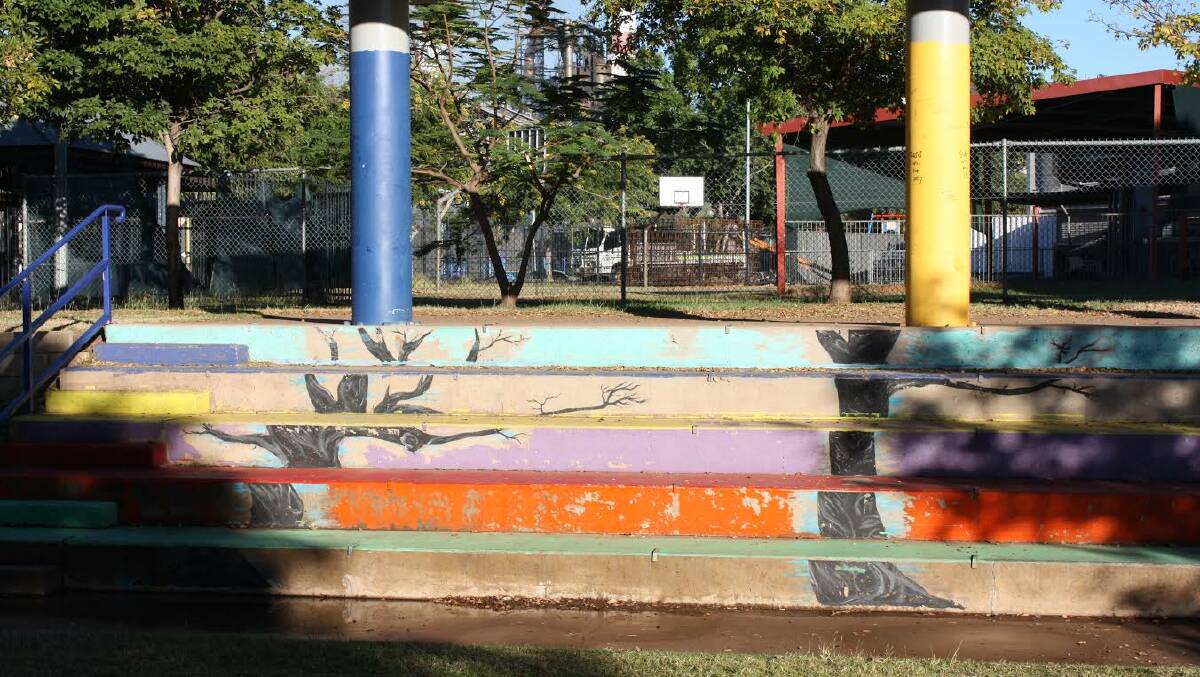 BEFORE: Mount Isa skate park's grandstand needed a bit of colourful TLC, and it looks like new. 