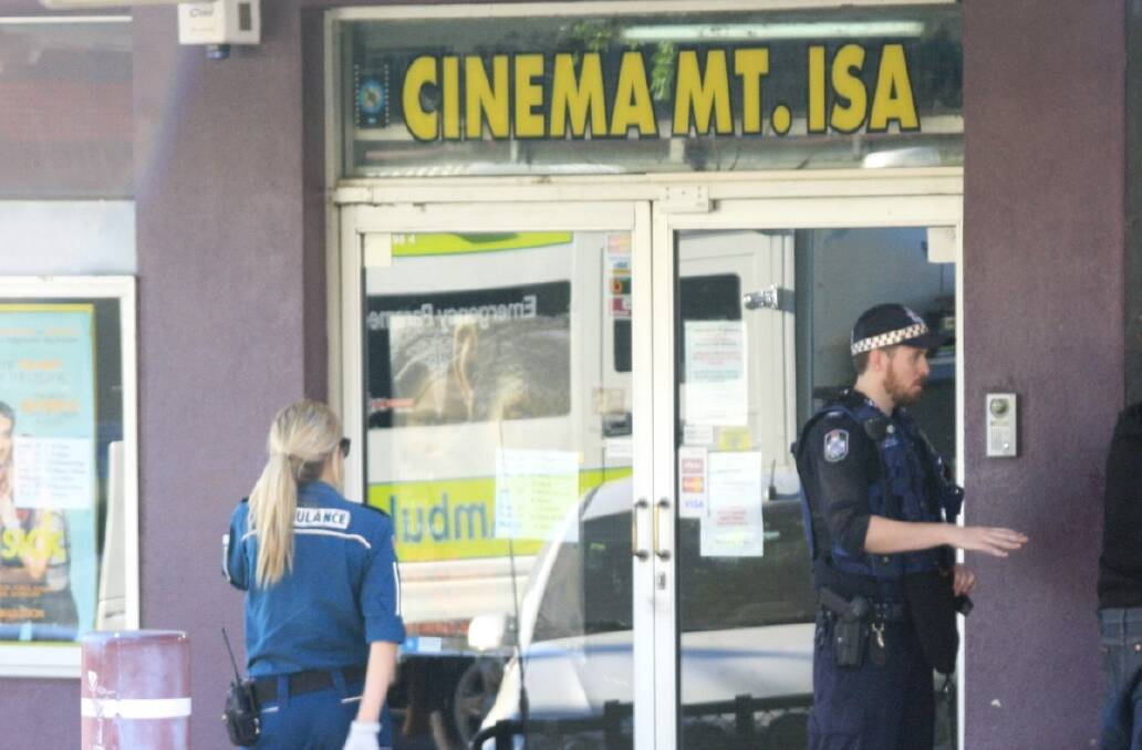Police apprehended a man outside Mount Isa Cinema on Rodeo Drive on Monday. 
