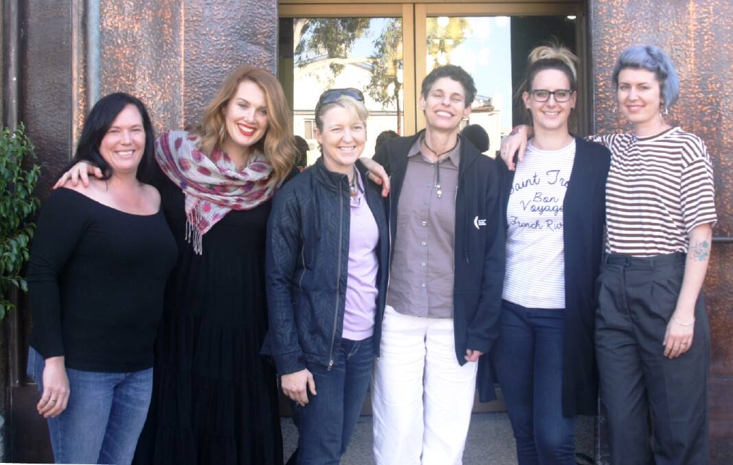 FREE CONCERT: 'Songs That Made Me' Mount Isa finalists with their music mentors;  Lenita Woodsbey and Clare Bowditch, Cath Purcell and Deborah Conway, Bianca Lugo, and Hannah Macklin. Photo: Esther MacIntyre