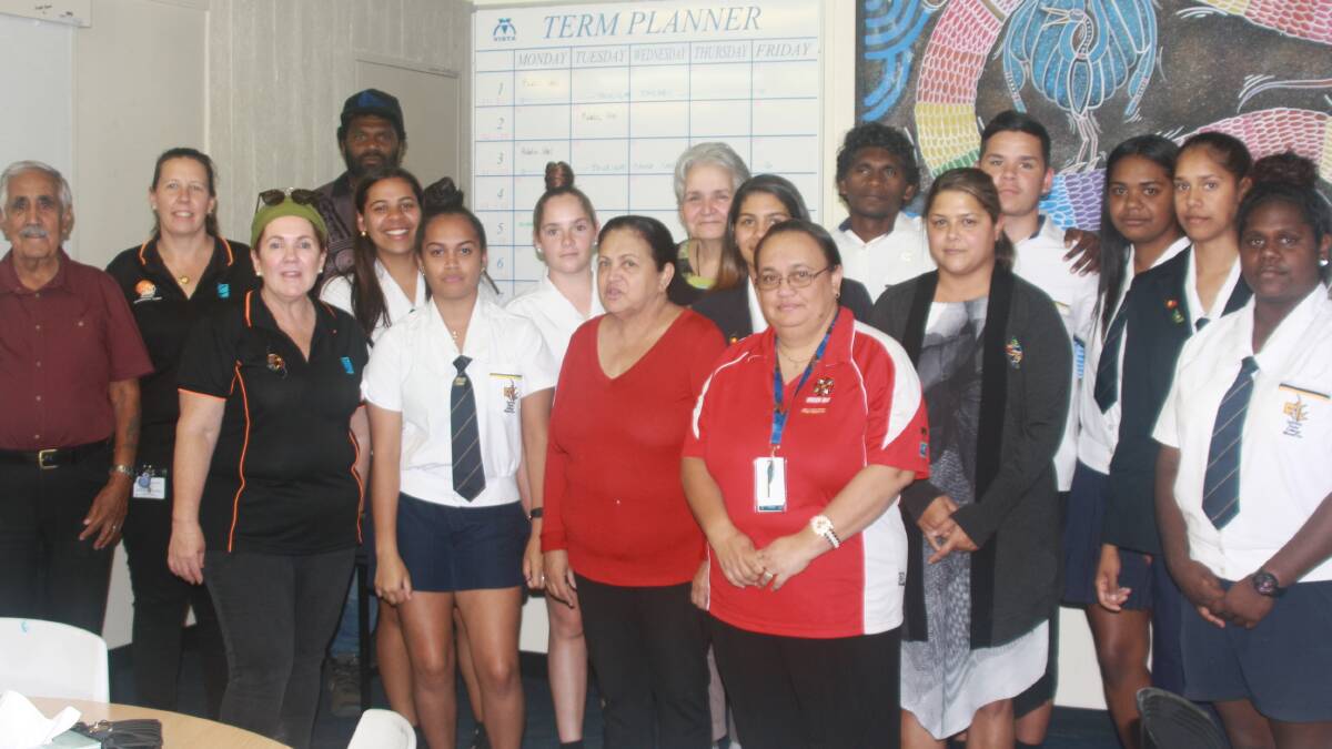 Spinifex State School students and special visitors for Sorry Day parade on Thursday. Photo: Esther MacIntyre