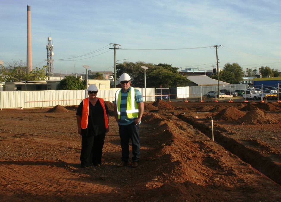 PARK UP: Health Service Executive Director of Corporate Services Barbara Davis, with Acting Director of Facility Management, Scott Lithgow at the western end of the new Ian Street carpark on the hospital campus. Photo: supplied