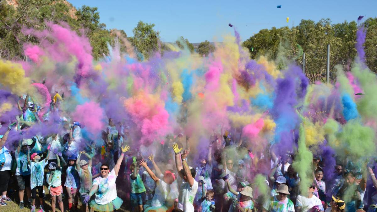 COLOURS FOR CANCER: The fun run takes place every year at Lake Moondarra, Mount Isa, and is always a huge amount of fun. Photo: Chris Burns