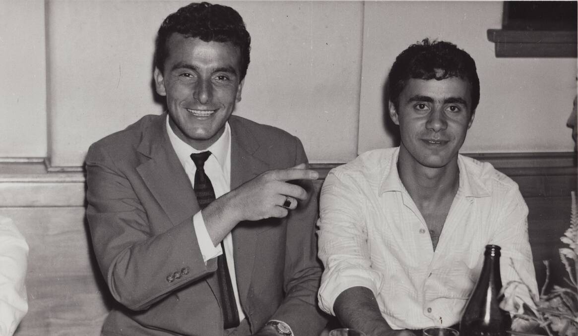 A photo of Michaelangelo's father, Joe, when he first came to Australia with his best mate, Primo, in 1972. They remain friends to this day. Photo: supplied