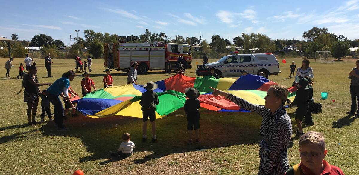 Rainbow fun on the field with Emergency Services.