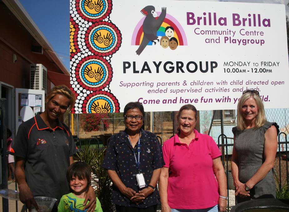 Brilla Brilla Playgroup support coordinator, Aurelia Fiebig with son, Malachi, Val Hendriks, Aunty Fran Page and Lisa Davies Jones. Photo: supplied
