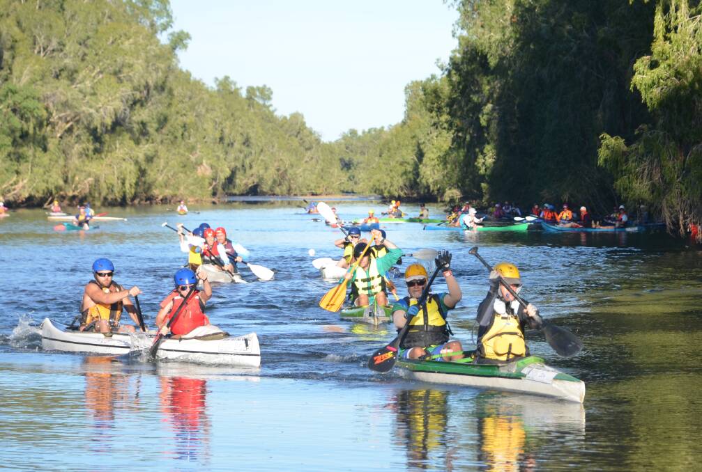 THEY'RE OFF: The first paddlers set off from The Knobbies at Gregory River on Sunday morning. Photo: Esther MacIntyre