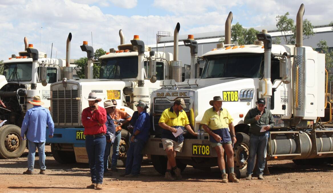 ROAD TRAINS: These prime movers were popular at the big item auction from 2pm at Mount Isa Mines sale yard. Photo: Esther MacIntyre