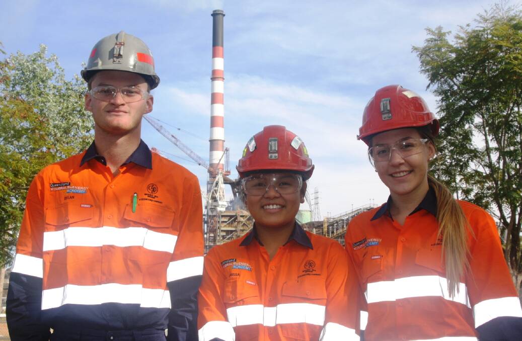 YOUNG ENGINEERS: Year 12 students Dylan Auld (Spinifex), Crissa De Sagun (Good Shepherd), and Ainsley Cooper (Tannum Sands, Gladstone)