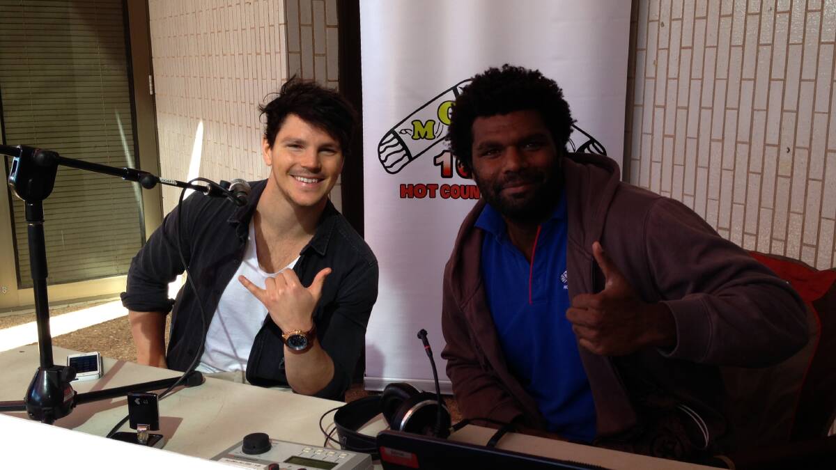 CELEBS: Celebrity Cook, Daniel Churchill, a guest performer at the Expo 2015, with MobFM’s Jacob Takurit. Photo: supplied