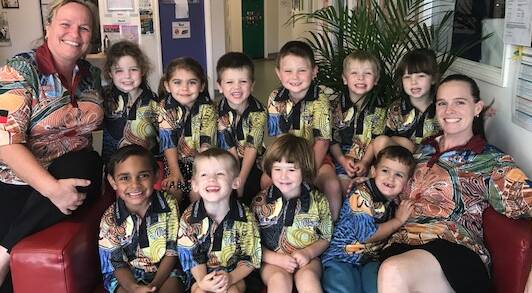 LANGUAGE MATTERS: The beautifully dressed kids from Red Oasis Early Education & Care celebrated Naidoc Week with some new shirts. Photo: supplied
