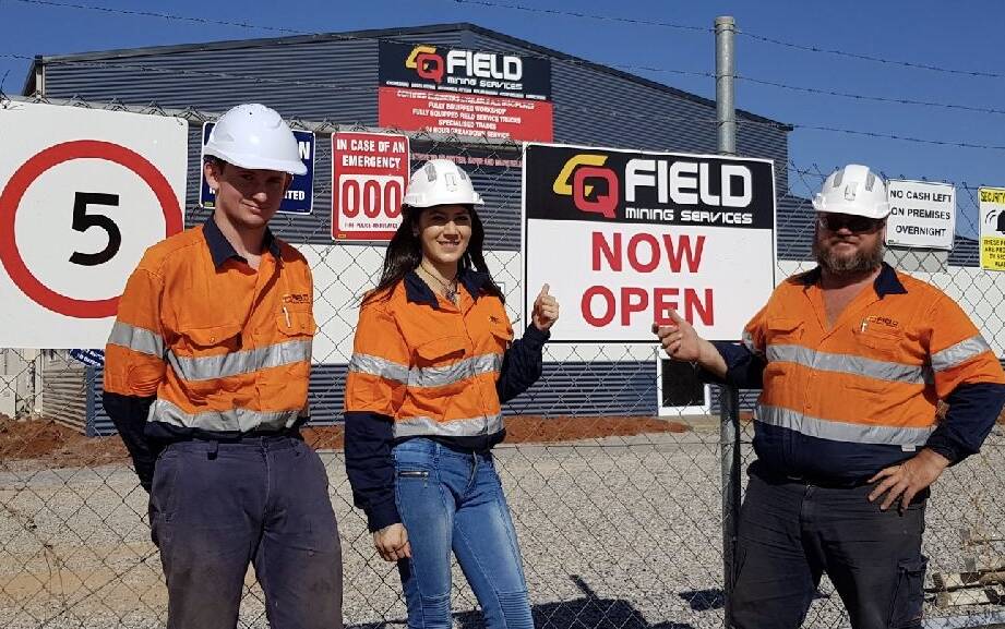 GRAND OPENING: The friendly team at CQ Field Mining Services; Jack Green, Eden Stanton and John Green. Photo: supplied