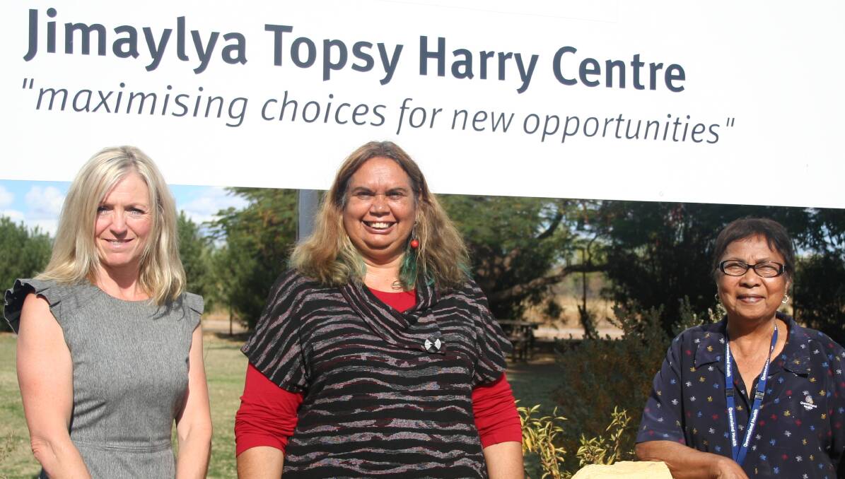 At the Jimaylya Topsy Harry Centre, Lisa Davies Jones, Barbara Webster, Acting Manager of the Centre, and Aunty Fran Page. Photo: supplied