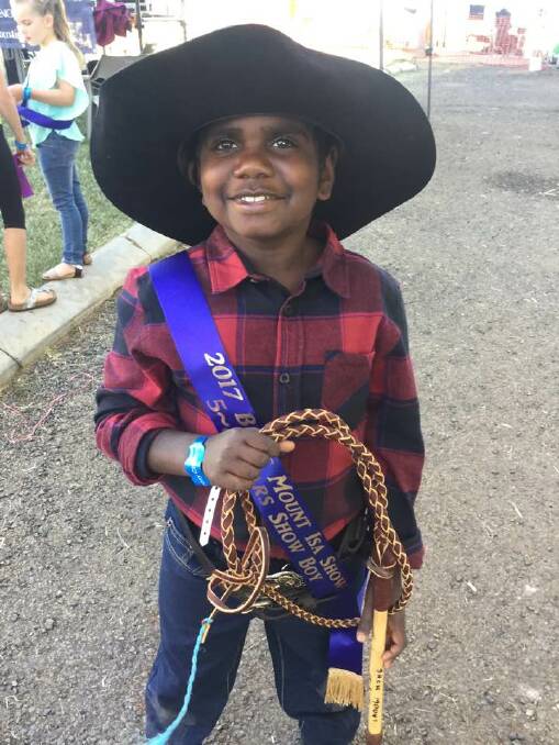 WINNING RINGER: Oonya Mick (7) showed up for the ringers and jackaroos, and won himself first place for Tiny Tots Mount Isa Show Boy, 5-8 years. Photo: supplied

