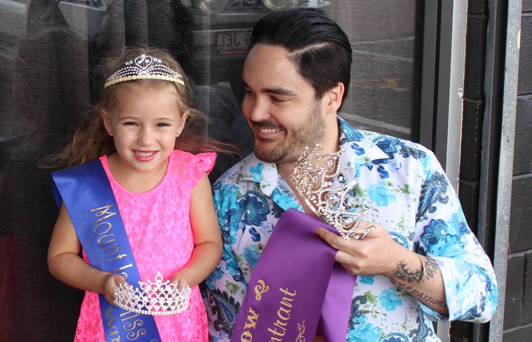 SHOW TIME: Tiny Tots Winner two years running, Laneika Shaw and 2016 judge, Jon James showing off the sashes and crowns. Photo: Samantha Walton.