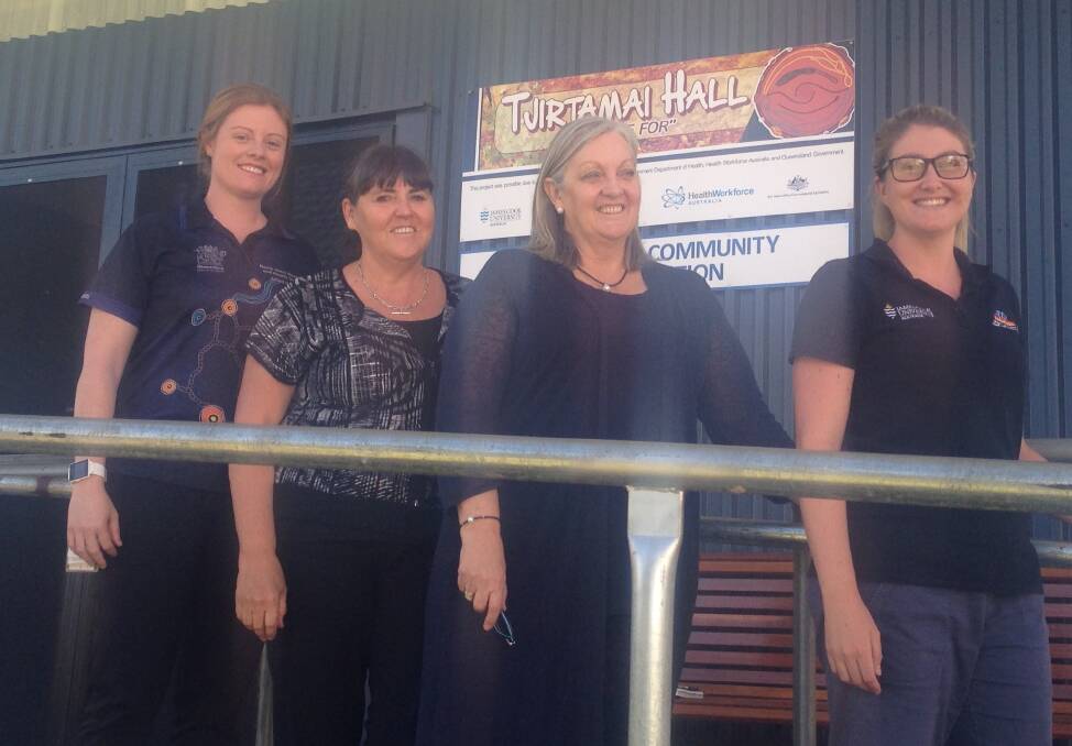 NWHHS Senior Physiotherapist Mel Duncan, Director of Regional Allied Health Services for Gidgee Healing Andrea Leigh, MICRRH/JCU Professor Sabina Knight, and Community Rehabilitation officer, JCU, Louise Massie, who are working together for the June Allied Health Forum.