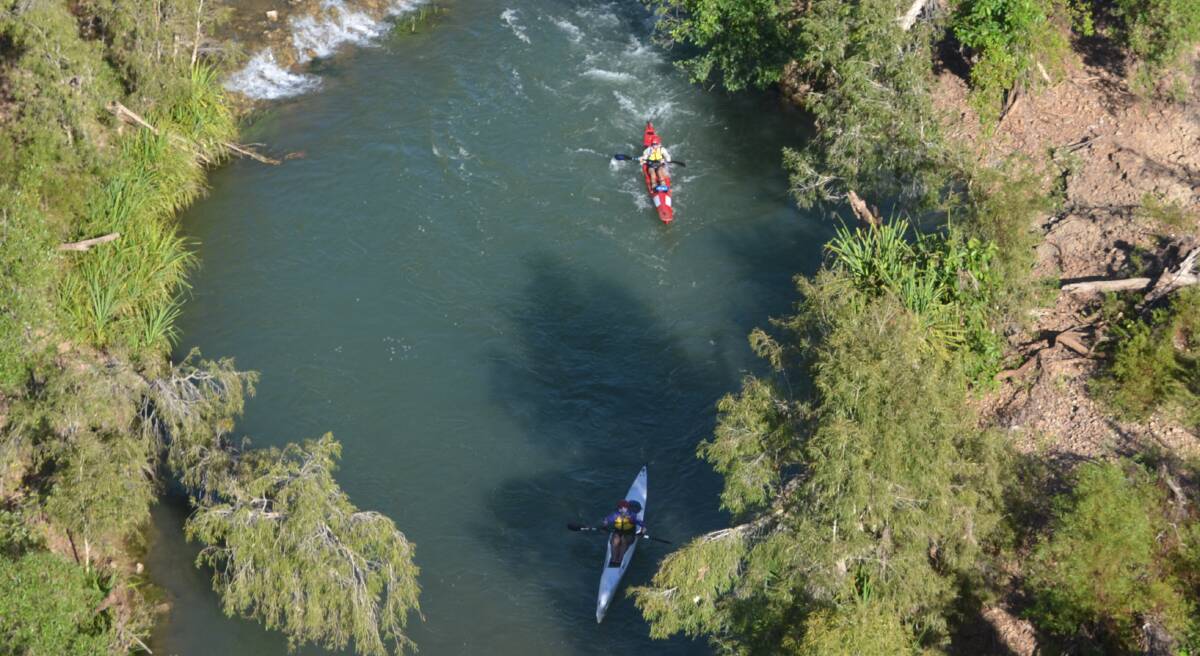 A view of the river from the helicopter on Sunday. Photo: Esther MacIntyre