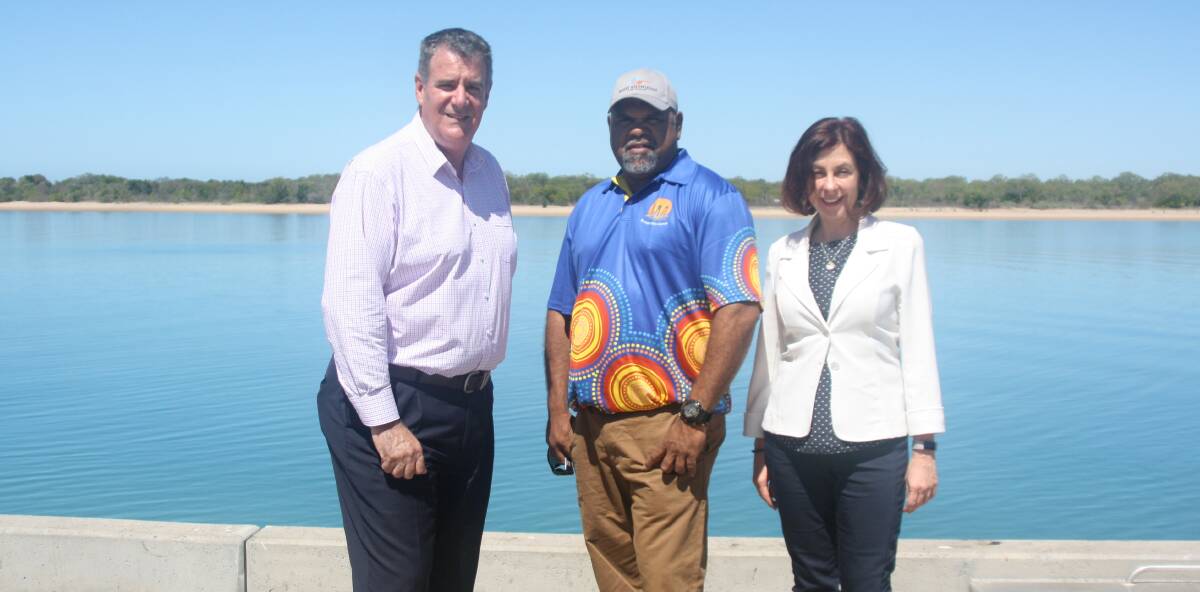 Minister for Local Government and Aboriginal and Torres Strait Islander Partnerships, Mark Furner, Mornington Island Mayor, Bradley Wilson, and Assistant Minister of State Assisting the Premier and Ministerial Champion for Mornington Island, Jennifer Howard.