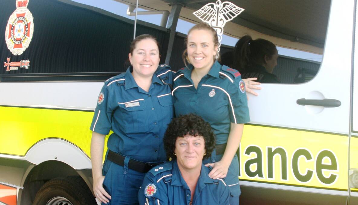 Mount Isa Manager of Clinical Education, Casey Horne; Clinical Support Officer Melissa Cheshire; Advanced Care Paramedic, Matilda Barwick. Photo: Esther MacIntyre