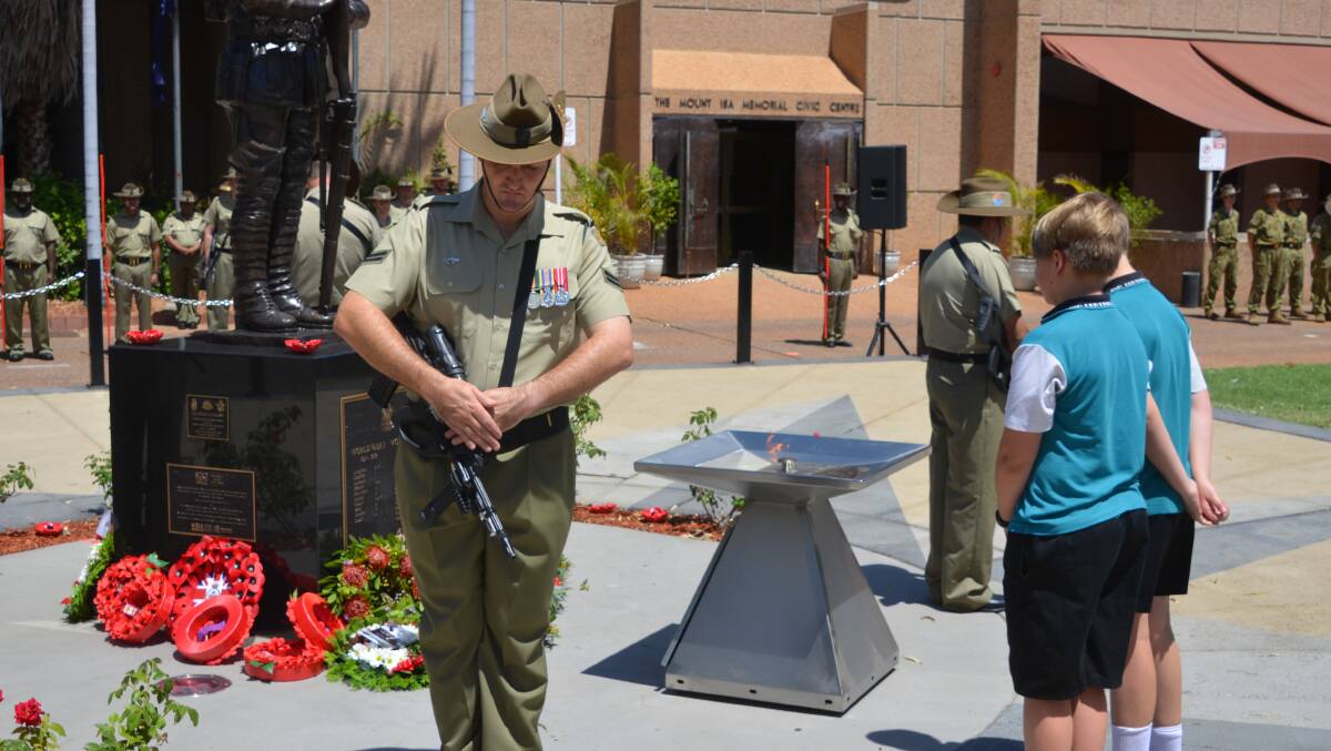 Central State School lay a wreath at the cenotaph memorial.