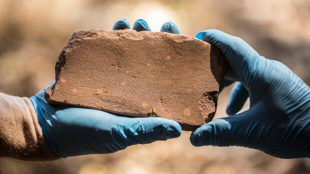 The discovery of this axe inside the Kakadu National Park has rewritten the history of Australia.  Photo: Glenn Campbell
